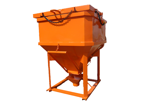 Square-Shaped-Side-Discharge-Bucket-Orange, Conveyor Systems, Mining Equipment, Safety Cages